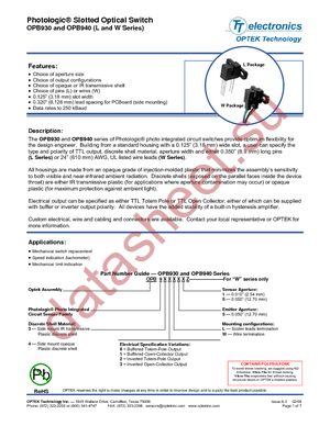 OPB931L55 datasheet  